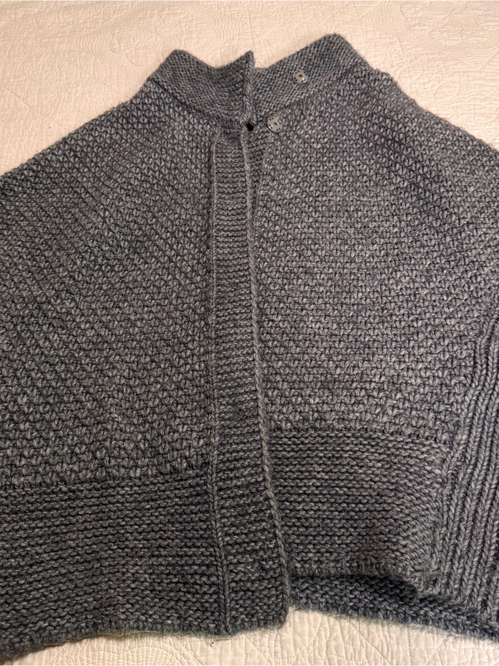Women's Dark Gray Chunky Knit Zip Cardigan Sweater Wool Alpaca blend